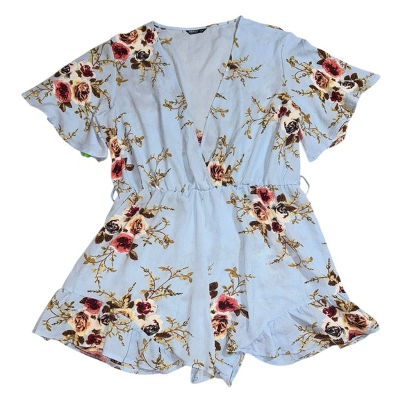 SHEIN Curve Boho Floral V-Neck Ruffle Romper 1XL - Picture 2 of 7